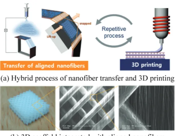 Fig. 12  Fabrication of multiscale 3D printed scaffold  integrated with electrospun nanofibers 21