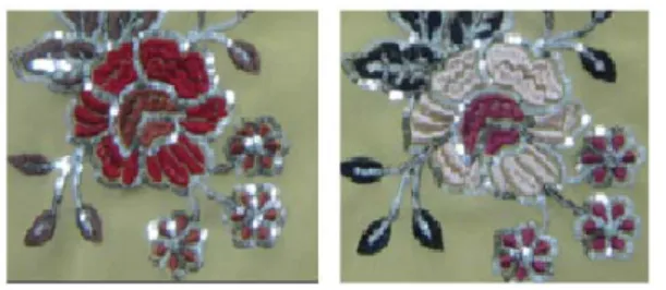 Fig.  17 Each embroidery results by 2 machines  synchronous control 