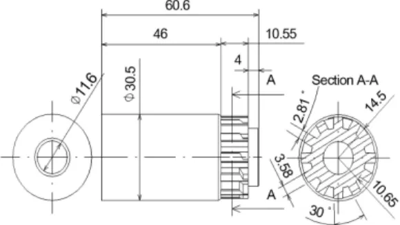 Fig. 7 Dimensions of geared shaft 