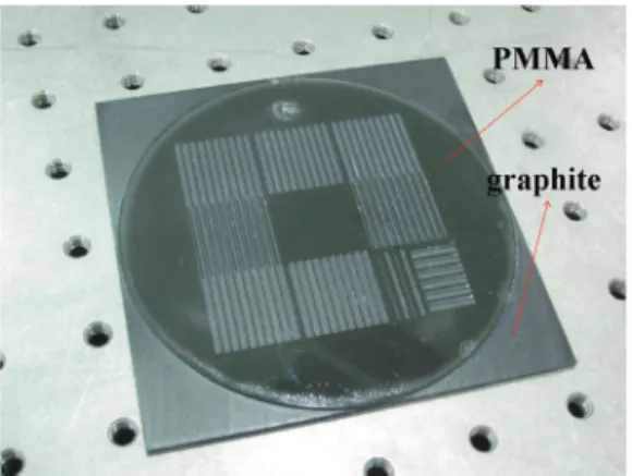 Fig. 4  Pre-patterned PMMA structures on the graphite  substrate using the micro-milling 