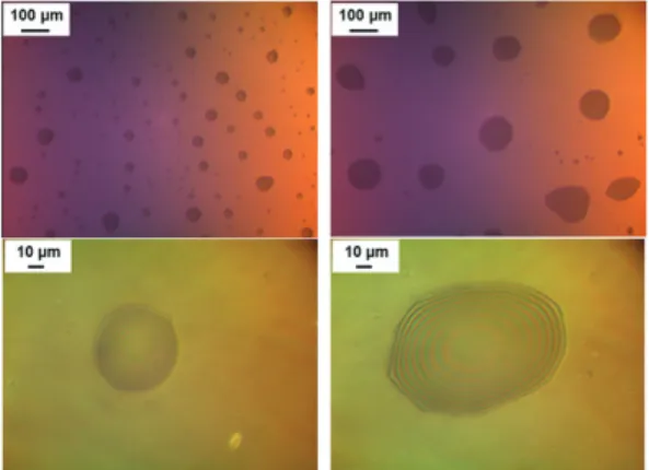 Fig. 8  Optical image of silicone oil coated on Si wafer  specimen by (a) 1 hour and (b) 3 hours of  evaporation 