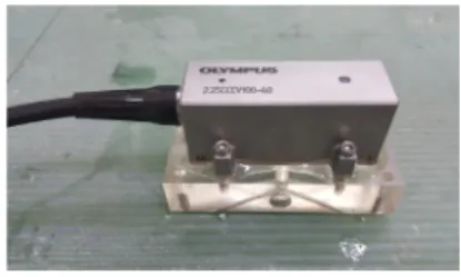Fig. 2 Phased array probe and wedge Table 1 Specifications of used phased array probe