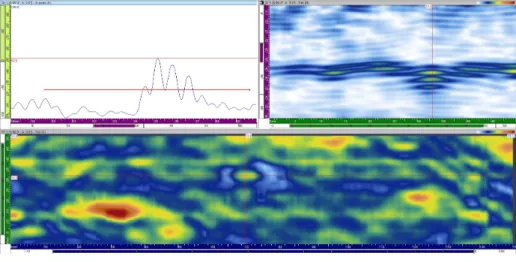 Fig. 7 Images of phased array ultrasonic testing in non constant pressure