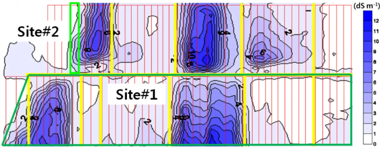 Fig. 2. Soil salinity distribution in study sites. 