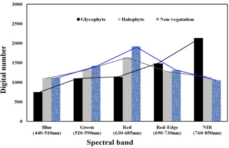 Fig. 4. Spectral profiles of each field survey points from RapidEye satellite image.