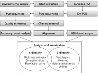 Fig. 3. General scheme of the amplicon pyrosequencing  analysis of microbial community.