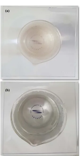 Fig. 8 show antifogging property of (a) bare PC substrate and (b) TiO 2 -coated PC substrate on the top of a beaker with vapor
