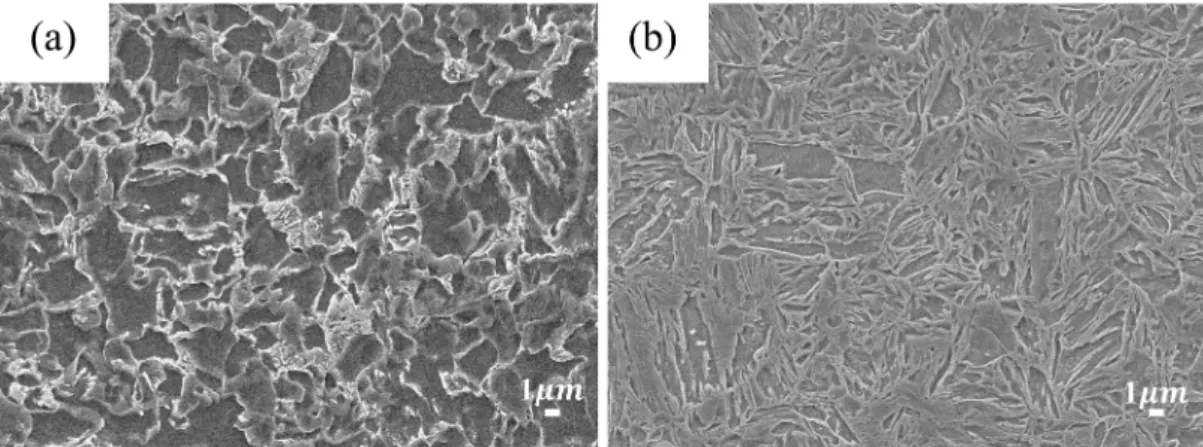 Fig. 8. SEM images observed at different positions in the hot-stamped part with 0.5 L/min and 2.0 L/min flow rate.