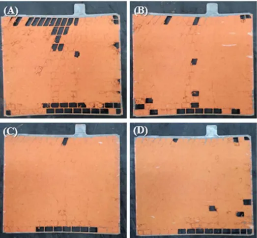Fig. 9. Voltage behavior during 20 Hr capacity test of batteries with increasing SPT content; (A) SPT 0.0 wt%, (B) SPT 0.5 wt%, (C) SPT 2.0 wt%, and (D) SPT 3.5 wt%.
