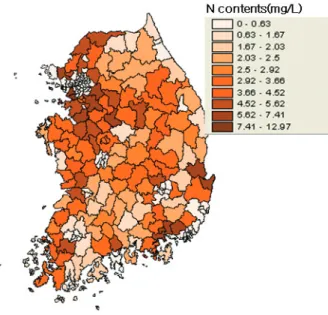 Fig. 1. The rice cultivation area of each province in Korea.