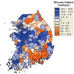 Fig. 5. Regional characteristics of water infiltration rate in paddy soil.