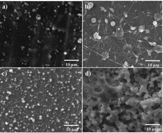 Fig. 1. SEM morphology of chitosan nano-fibrous membrane; (a) 2 wt% chitosan_ 2 wt % AA, (b) 5 wt% chitosan_ 2 wt % AA, (c) 2 wt%