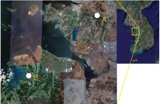 Fig. 1. Location of experimental sites at the western part of the middle Korea. 