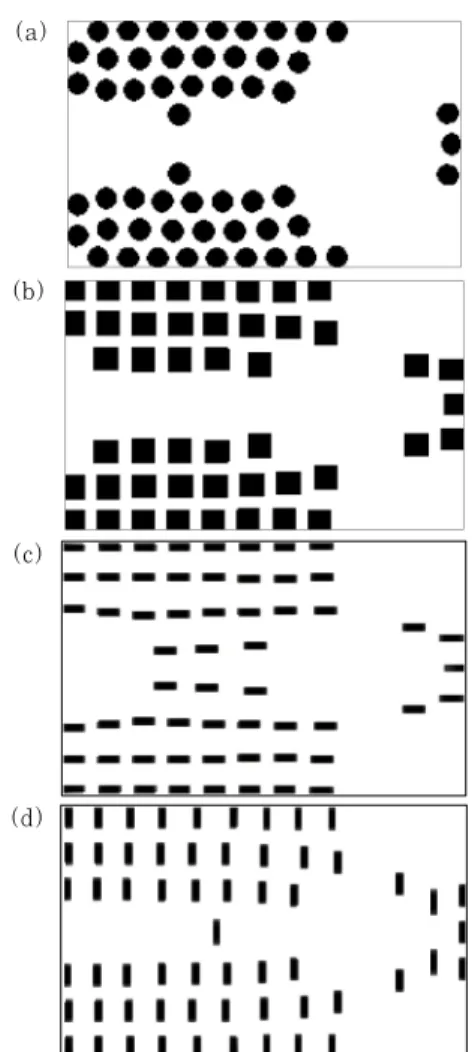 Fig. 5 Optimal topologies for composite materials  with (a) circular and (b)~(d) various rectangular 