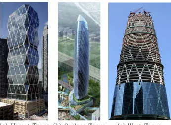 Fig. 2 60-story diagrid example structure최적설계 후  구조제어시스템 설계를 수행하는  순차적인 설계