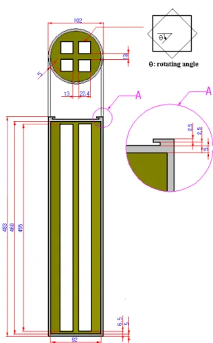 Table 1 Material property values of composing partsFig. 1 Structural geometry and dimensions of the 