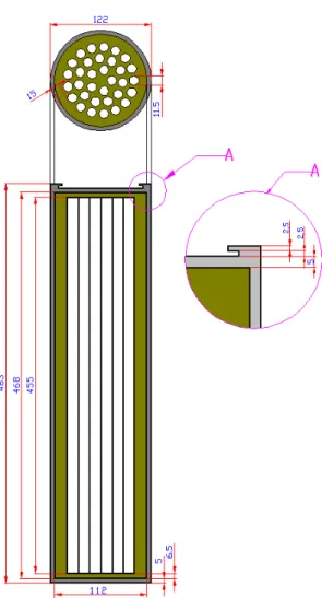 Fig. 1 Geometry and dimensions of the designed  spent nuclear fuel disposal canister for CANDU 