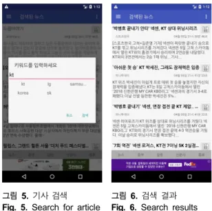 Fig.  8.  Scrap  news그림  5.  기사  검색