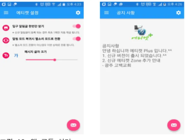 그림  16.  앱  구동  화면 Fig.  16.  App  launch  screen