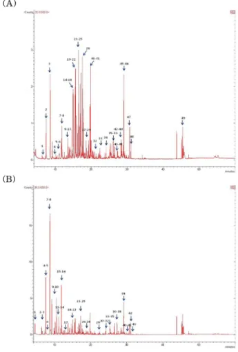 Fig. 1 의 (A)는  국내산  참당귀시료의  대표적인 total ion