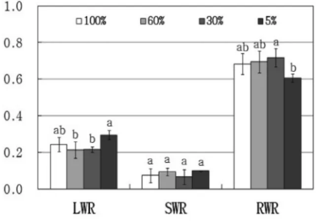 Table 4. Leaf morphological characteristics of Parasenecio firmus by light controls.