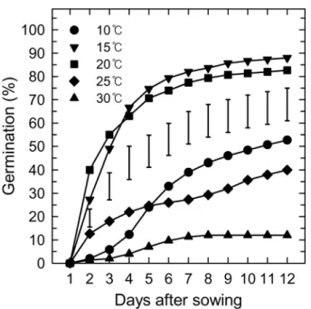 Fig. 3.  Germination rate of  Taraxacum platycarpum  seeds placed under different light quality during germination