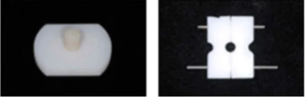 Fig. 2. Fabricated specimen and Teflon zig.