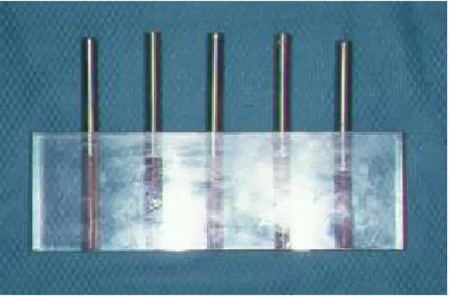 Fig. 5. Complete metal-relining material specimens before tensile testing.