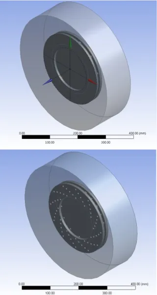 Fig. 1 Actual shape of ventilated disk 켰을  때  나타나는  온도를  수치적으로  해석하여  대류열전달을  통해  위치별  방열  성능을  알아보고  동일  조건으로  디스크의  형상을  바꾸어  비교해  볼  것이다 