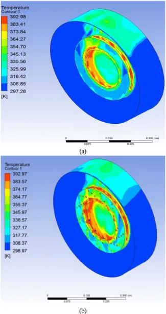 Fig. 6 Disk surface temperatures during natural convection at driving speed of 60 km/h 3.2  온도분포 대류  열전달에  의해  나타난  Disk들의  온도분포를  나타내었 다 