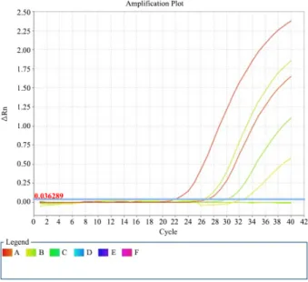 Fig. 1. Amplification plot of H1N1 positive samples.