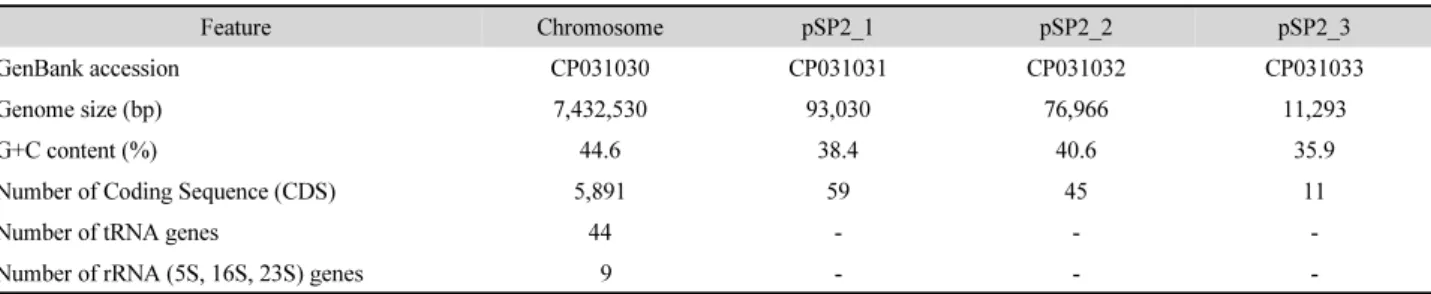 Table 1. General genomic features of the  Runella sp. ABRDSP2
