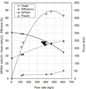 Fig. 4 Pump performance curve of primary cooling system