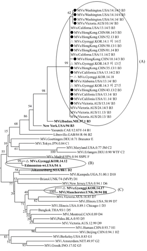 Fig. 4. Phylogenetic tree based on the partial sequences of the nucleoprotein (N) gene