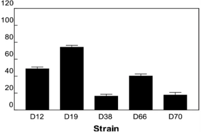Fig. 1. Adhesion of lactic acid bacteria obtained from Korean soybean paste to Caco-2