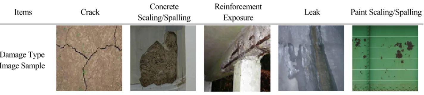 Table 1. Railroad bridge damage items and type