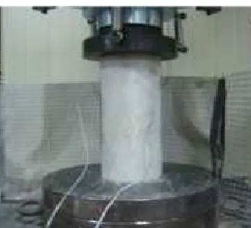 Fig. 4. Slump test of PAFRC Fig. 5. Compressive strength test of PAFRC