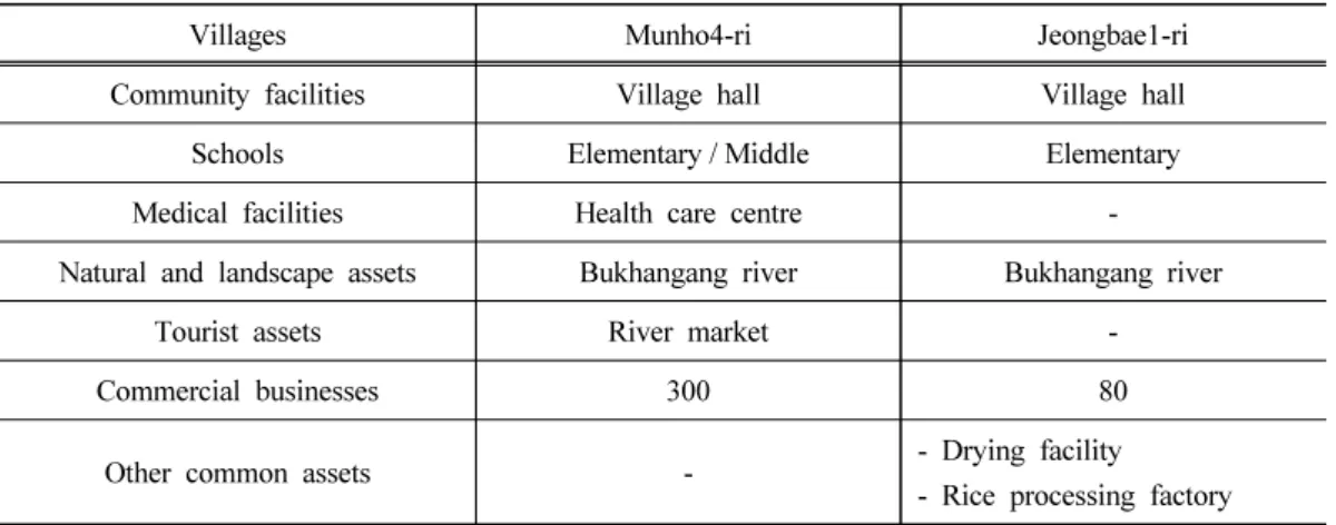 Table 3. The assets and public infrastructure in the villages