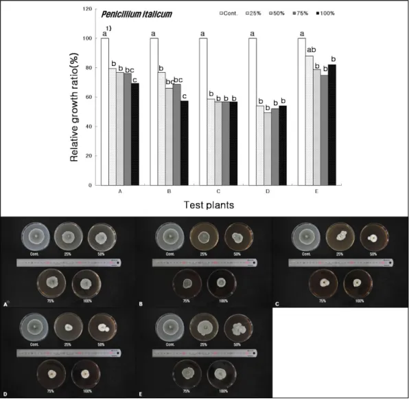 Fig. 2. Antimicrobial activity on the Penicillium italicum.