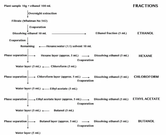 Fig. 1. Schematic diagram for organic solvent fraction preparation