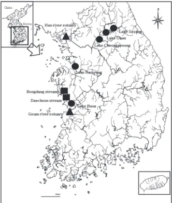 Fig. 1. Map showing the location of sampling sites. The diagram in­
