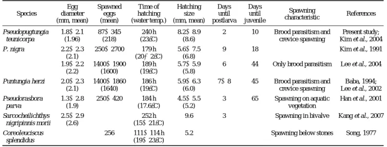 Fig. 4. Total length (A) and body weight (B) of Pseudopugtungia teuni- teuni-corpa after until 100 days after hatching at 23� C in water temperature.