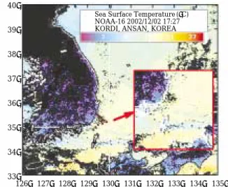 Fig. 3. Sea surface temperature in the study area and their adjacent sea December 2, 2002.
