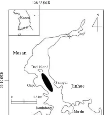 Fig. 1. Map showing the sampling site (the black area).