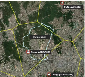 Fig. 6. Flood Marks in Study Area (2010~2012)Fig. 5. Rainfall Observatory and Thiessen Network