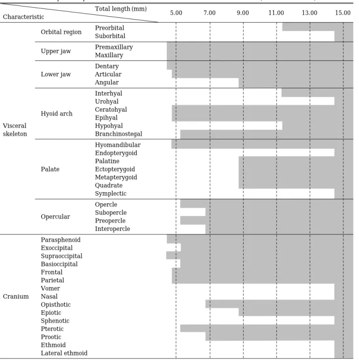 Table 1. The developmental process of visceral skeleton and cranium of Sebasticus tertius (Barsukov et Chen) Total length (mm)