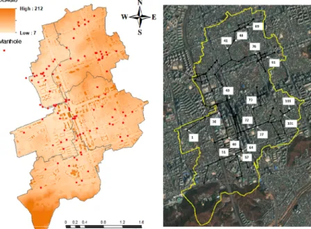 Fig. 4. Study Area and Major Manhole Locations