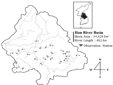 Fig. 1. Selected Observation Stations in the Han River Basin