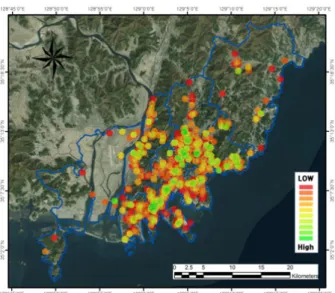 Fig. 4. Spatial Map on Available at the Same Time Accepting People of Unused Facilities