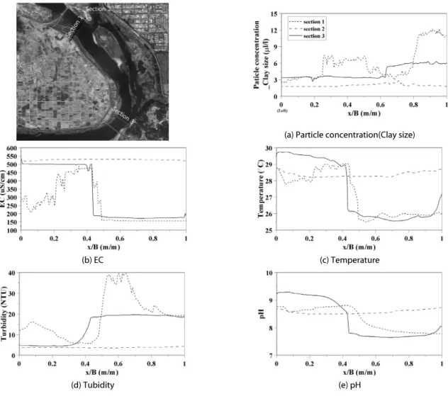 Fig. 9. Transverse Distributions of Water Quality at Selected Sections